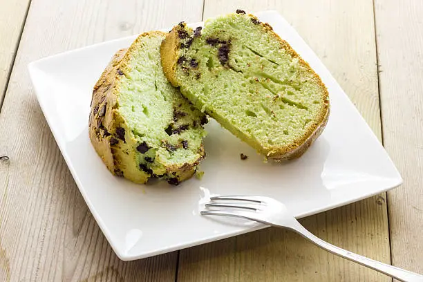 Photo of Donut with mint and drops of chocolate