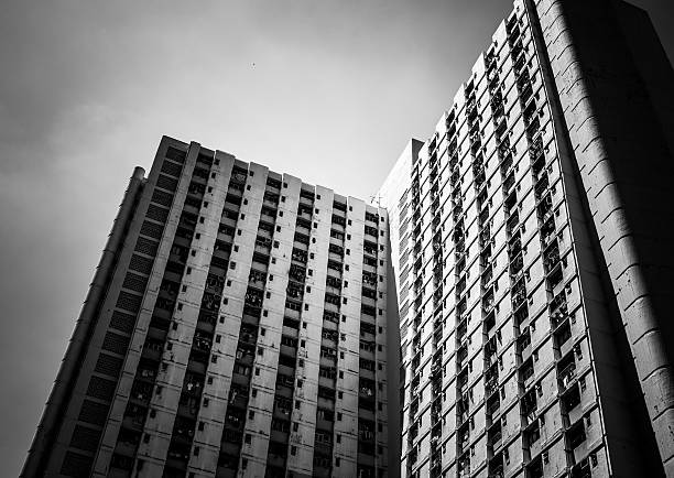 istock Hong kong apartment block with B&W color 583855254