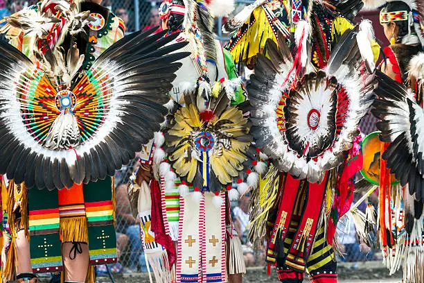 Beautiful Native American headdresses shown at the Julyamsh Powwow in Coeur d'Alene, Idaho.