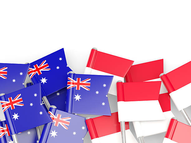 istock Flags of Australia and Indonesia isolated on white 583859732