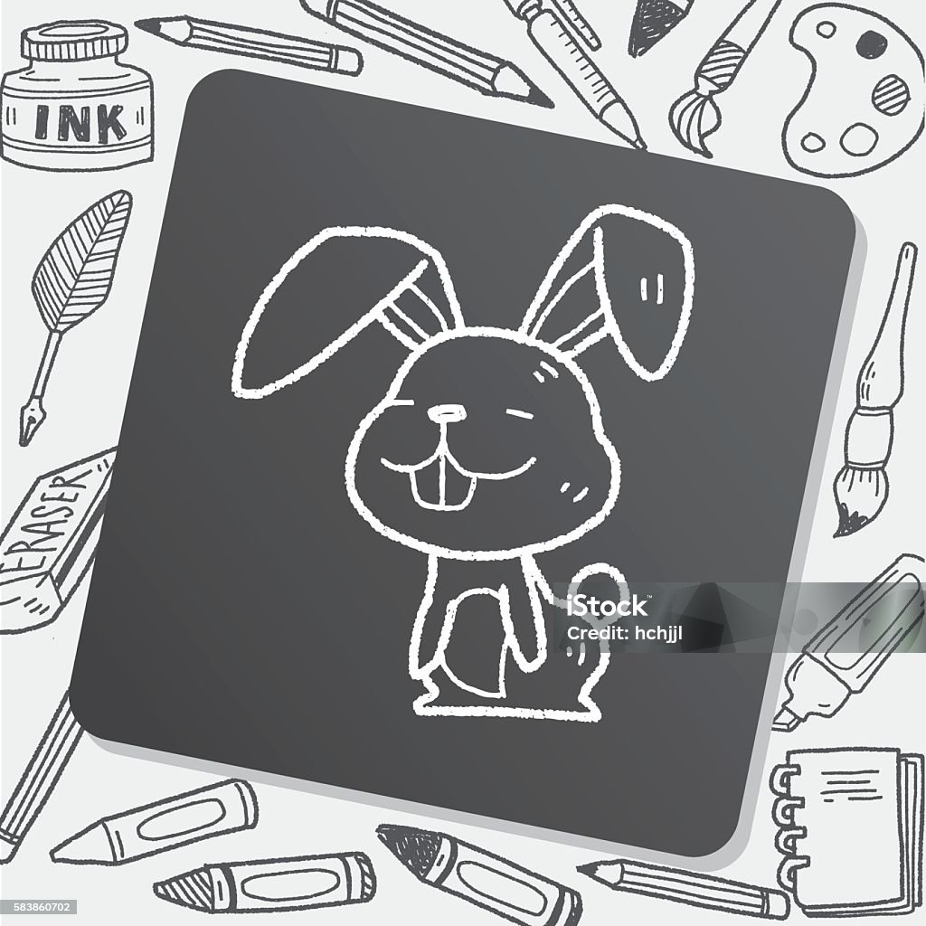 Rabbit Doodle Stock Illustration - Download Image Now - Animal ...