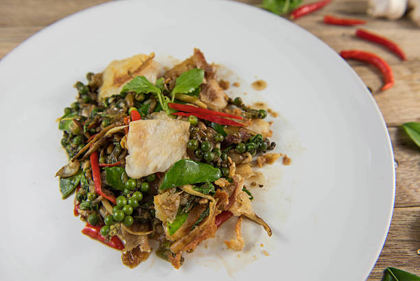 Spicy Stir Fried Fish Fillet with Herb,Dolly fish,Pangasius Fillet,Thai style food