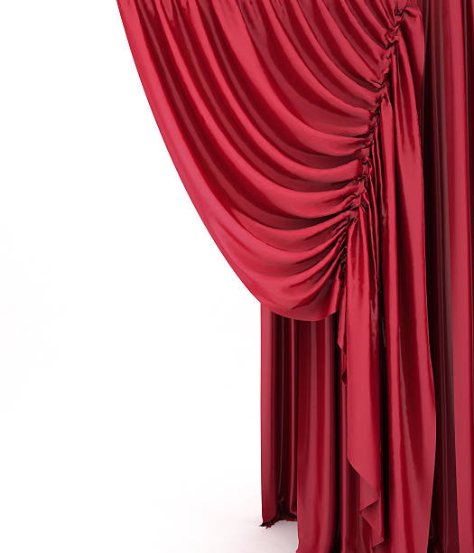 Red theater curtain. 3d background. stock photo
