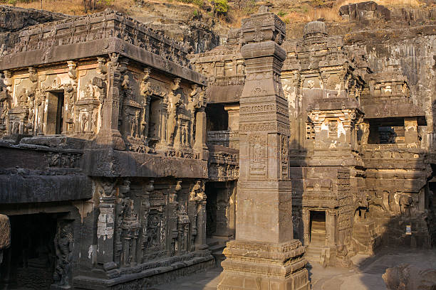 Kailas temple in Ellora caves complex in India Kailas temple in Ellora caves complex, Maharashtra state in India aurangabad maharashtra photos stock pictures, royalty-free photos & images