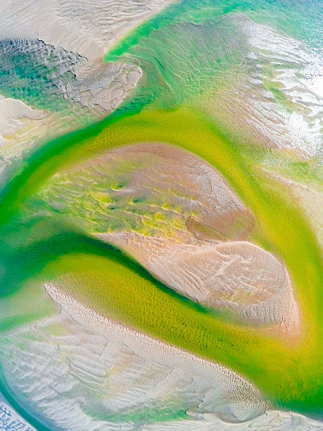 Tidal Delta A stunning array of vibrance and textures in this aerial image from North Western Australia. Aerial photograph captured near Willie Creek in Broome, WA. kimberley plain photos stock pictures, royalty-free photos & images
