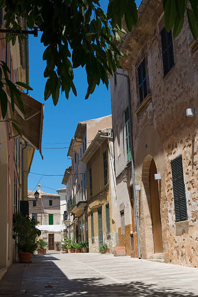 Street view in Alcudia Mallorca Spain stock photo