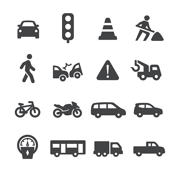 ikony ruchu drogowego - seria acme - rush hour stock illustrations