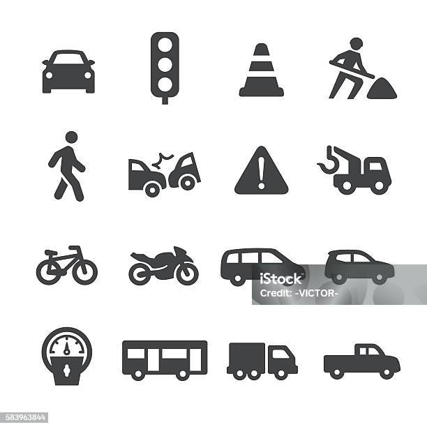 Traffic Icons Acme Series Stock Illustration - Download Image Now - Icon Symbol, Pedestrian, Car