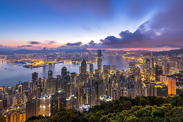 istock Hong Kong city view from peak at dawn 583964284