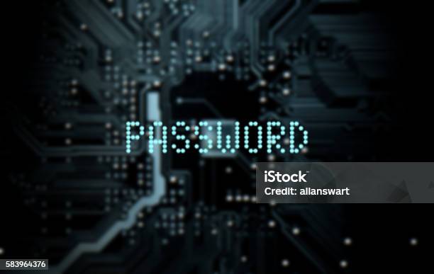 Circuit Board Projecting Password Stock Photo - Download Image Now - Accessibility, Authority, Building Entrance