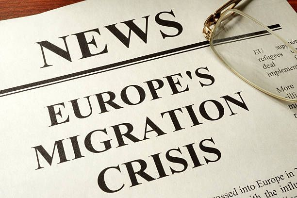 istock Newspaper with header news and Europe's migration crisis. 583964800
