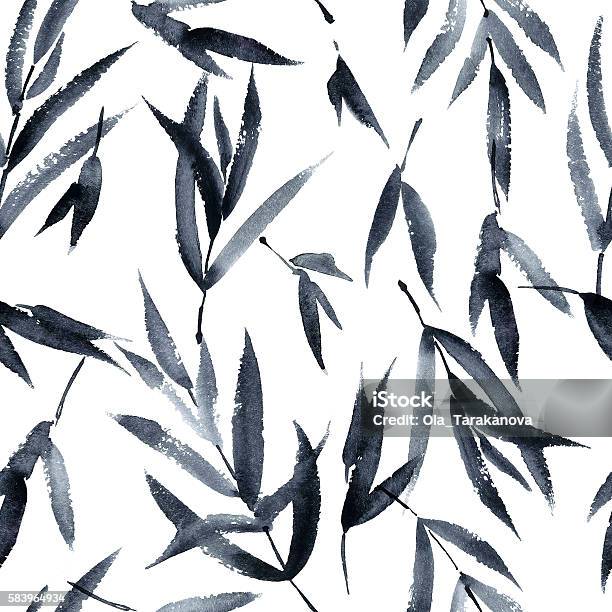 Tree Leaves Pattern Stock Illustration - Download Image Now - Foliate Pattern, Watercolor Painting, Natural Pattern