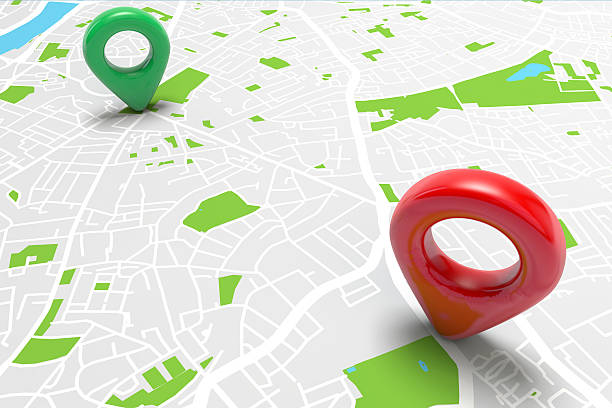 istock Location markers on a city map 583968500