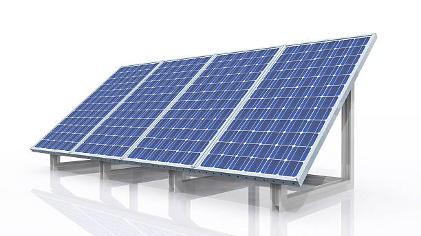 Panel solar sobre fondo blanco - foto de stock
