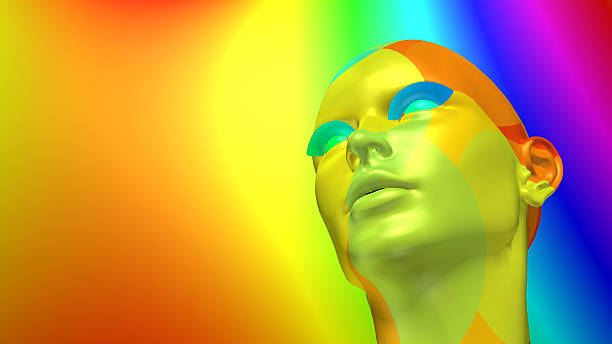 Computer generated 3D illustration with the head of a virtual woman