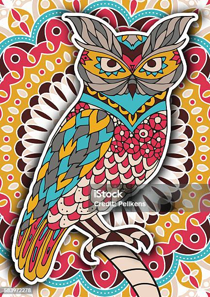 Printable Coloring Book Page For Adults Owl Design Activity Stock Illustration - Download Image Now