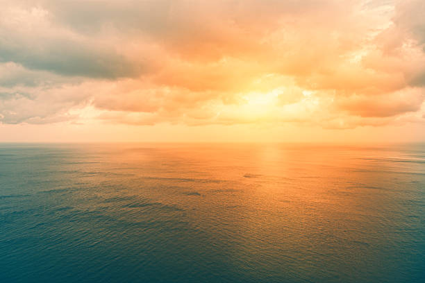 water surface from above - horizon over ocean