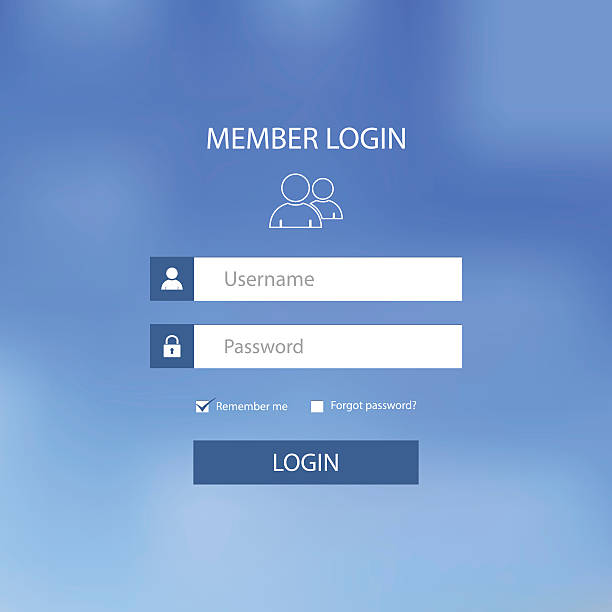 вход на веб-экран с синим шаблоном дизайна - web page internet profile e mail stock illustrations