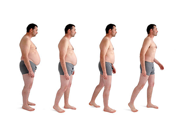 concepto de transformación de pérdida de peso de la dieta - morph transition fotografías e imágenes de stock