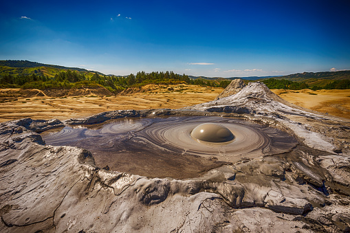 Bubbling crater of a mud volcano