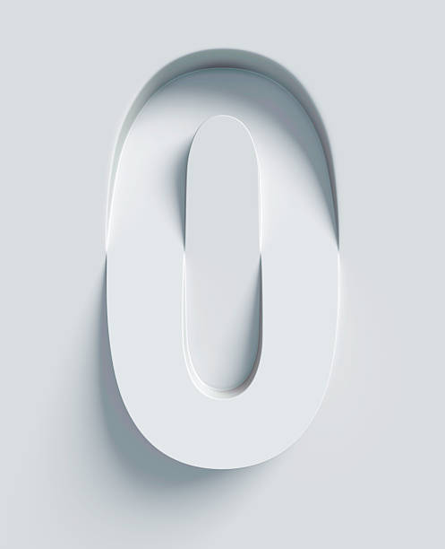 istock Number 0 slanted 3d font engraved and extruded from surface 583977812