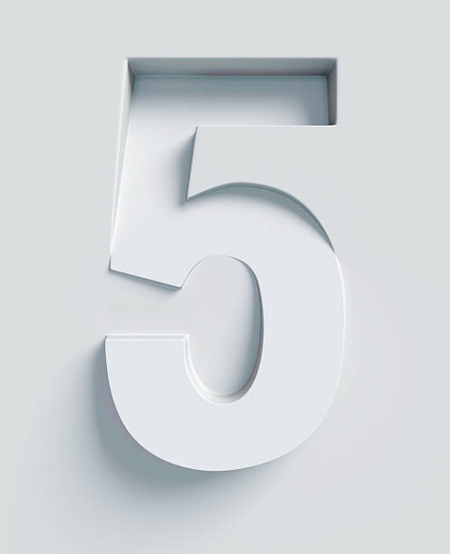 istock Number 5 slanted 3d font engraved and extruded from surface 583977924