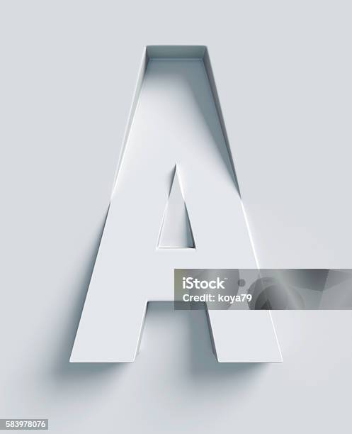 Letter A Slanted 3d Font Engraved And Extruded From Surface Stock Photo -  Download Image Now - iStock
