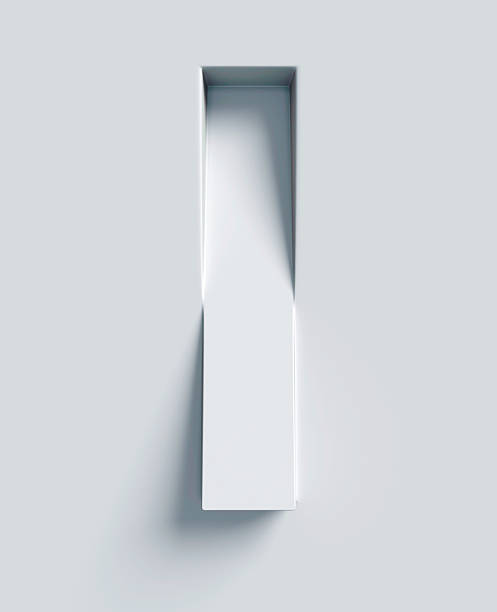 Letter I slanted 3d font engraved and extruded from surface