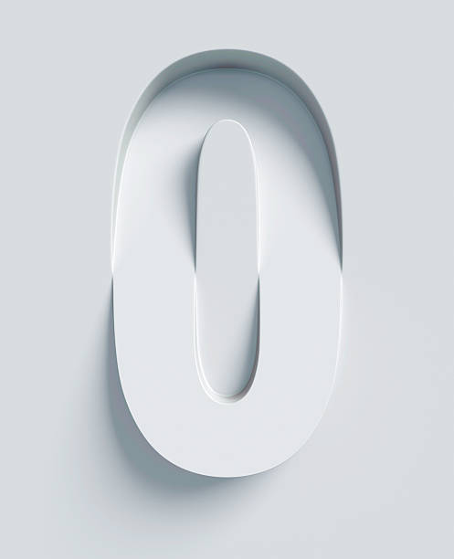 Letter O slanted 3d font engraved and extruded from surface
