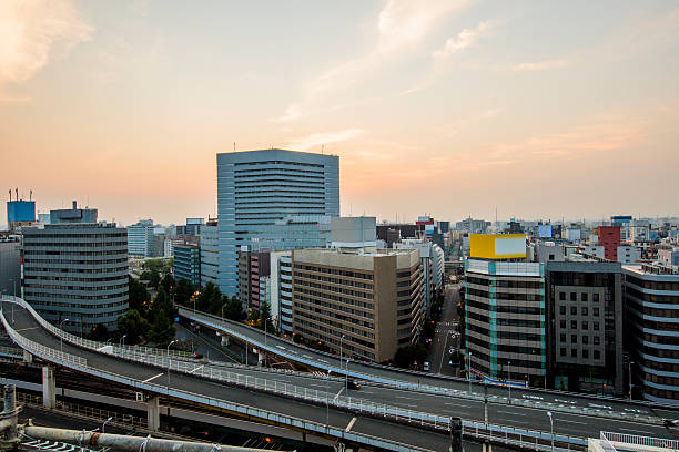 istock High angle view of cityscape during sunset 583979370