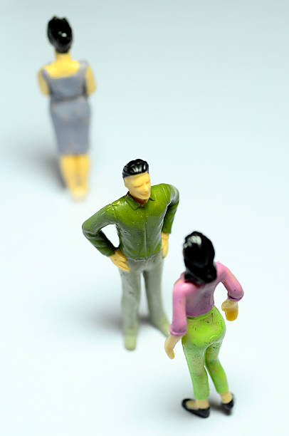 istock Man chatting with woman, and single one 583979454