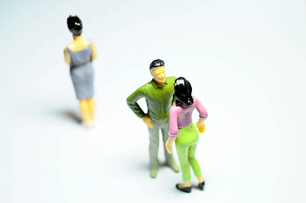 istock Man chatting with woman, and single one 583979524