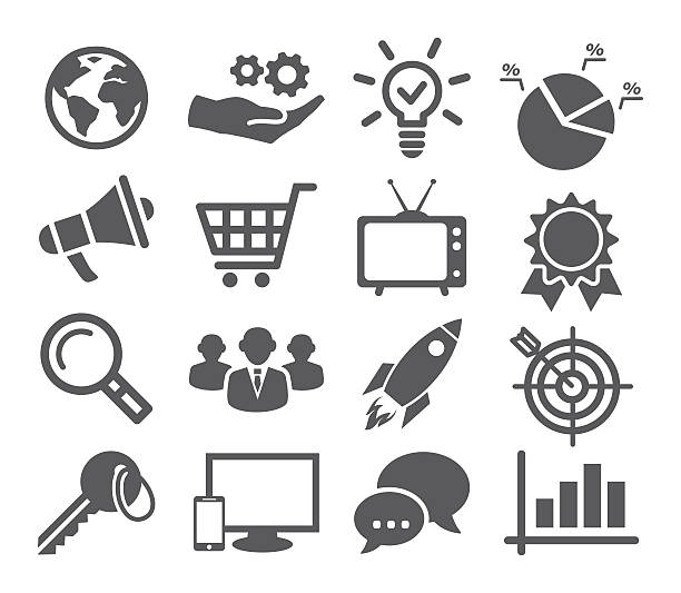 marketing-symbol set - gemeinschaft grafiken stock-grafiken, -clipart, -cartoons und -symbole