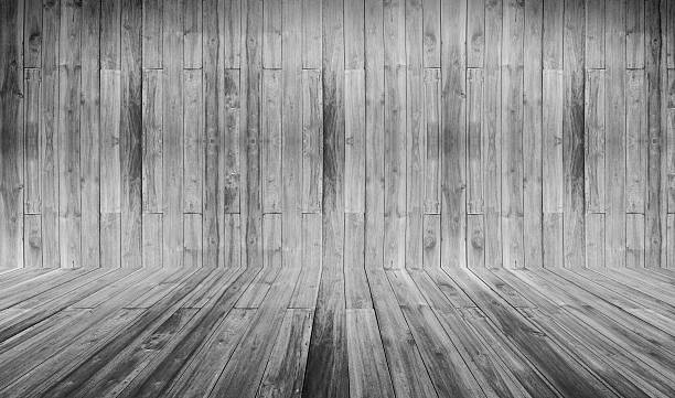 istock white wooden wall and floor perspective, for background, interio 583981486