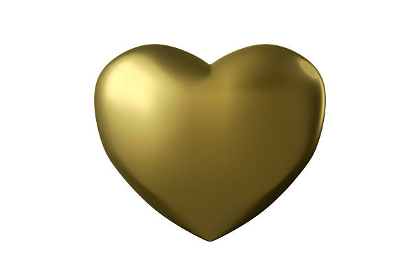 istock Golden Heart Isolated on White, 3D Rendering 583982628