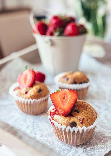 istock Homemade cupcake with fresh strawberry 583983522