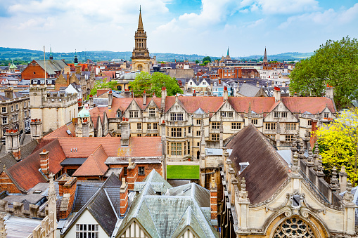 Aerial view of a ancient Cathedral in Oxford