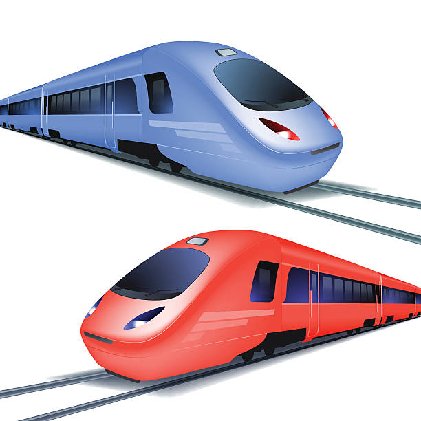 istock Set of high speed trains isolated on white background 583985752