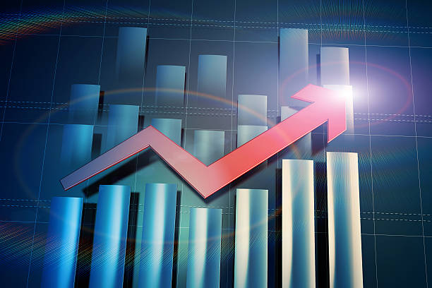 Economic arrow and histogram This picture says the development of economy, successful, and achievement record breaking stock pictures, royalty-free photos & images