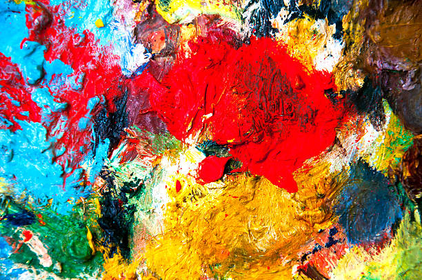 istock Oil paints multicolored closeup abstract background 583988286