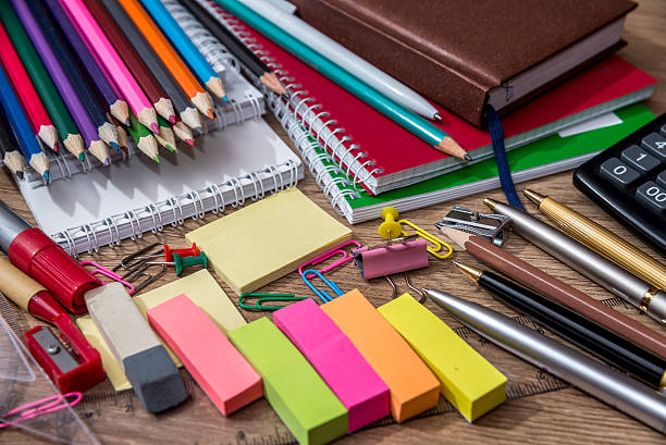 istock different school supplies on a wooden table 583989040