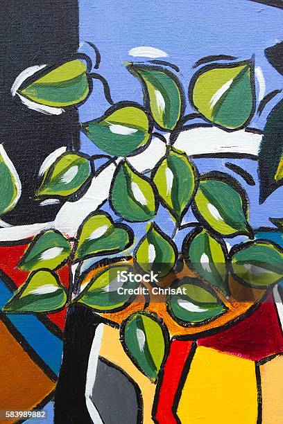 Original Oil Painting Close Up Detail Leaves Stock Photo - Download Image Now - Expressionism, Art, Painted Image
