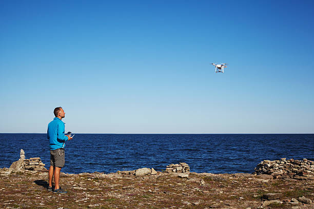 Piloting drone stock photo