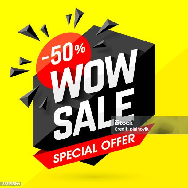 Wow Sale Special Offer Banner Stock Illustration - Download Image Now - Advertisement, Business, Business Finance and Industry