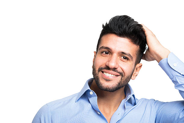 istock Man touching his hair 583993158
