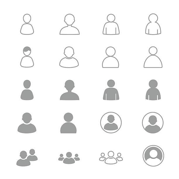 user and people icons line set of vector illustration - 剪裁圖 圖片 幅插畫檔、美工圖案、卡通及圖標