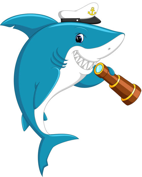 stockillustraties, clipart, cartoons en iconen met cute shark cartoon - toy shark