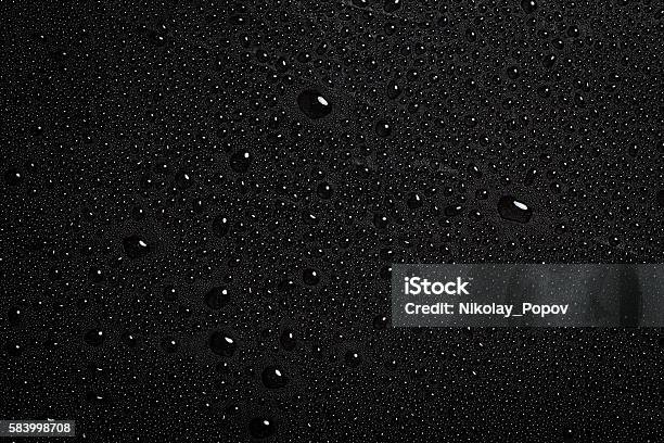 Drops Of Water Stock Photo - Download Image Now - Black Color, Drop, Wet