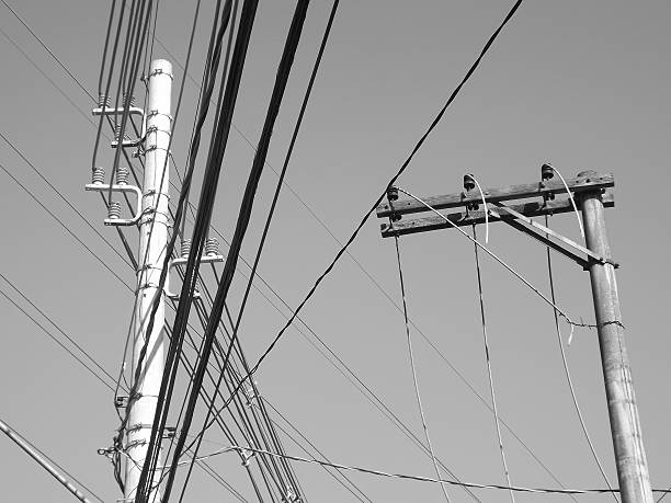 istock Electricity lines and poles. 583999328
