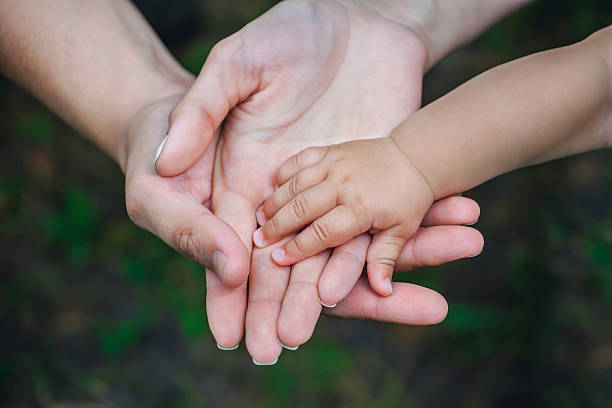 istock Three hands of the same family. 584004724